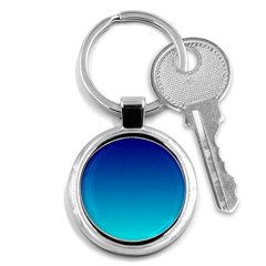 Aqua Blue And Indigo Ombre Key Chain (round) by SpinnyChairDesigns