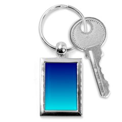 Aqua Blue And Indigo Ombre Key Chain (rectangle) by SpinnyChairDesigns