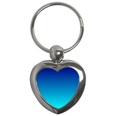 Aqua Blue And Indigo Ombre Key Chain (heart) by SpinnyChairDesigns