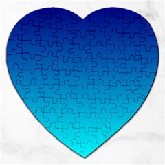 Aqua Blue And Indigo Ombre Jigsaw Puzzle (heart) by SpinnyChairDesigns