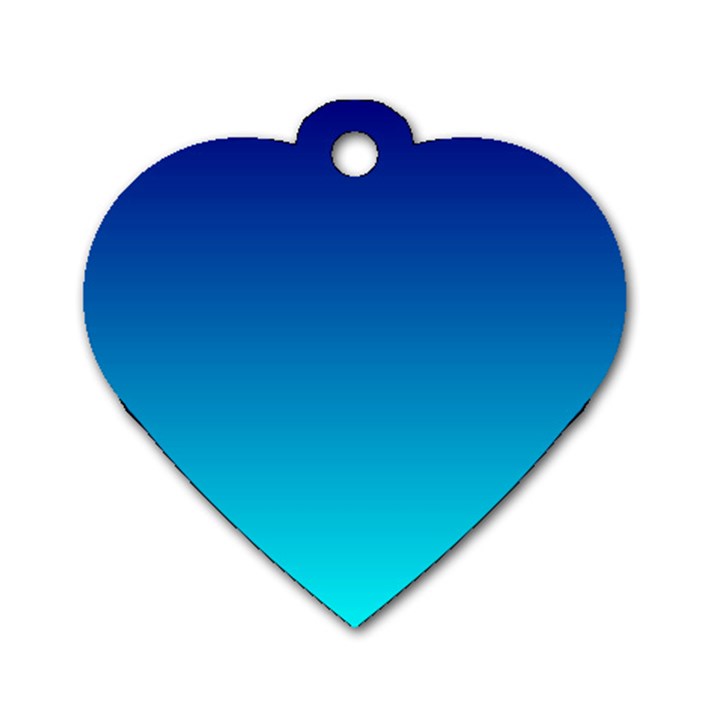 Aqua Blue and Indigo Ombre Dog Tag Heart (Two Sides)