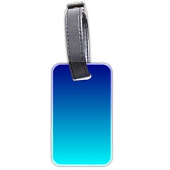 Aqua Blue And Indigo Ombre Luggage Tag (two Sides) by SpinnyChairDesigns