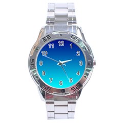 Aqua Blue And Indigo Ombre Stainless Steel Analogue Watch by SpinnyChairDesigns