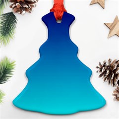 Aqua Blue And Indigo Ombre Ornament (christmas Tree)  by SpinnyChairDesigns