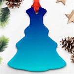 Aqua Blue and Indigo Ombre Christmas Tree Ornament (Two Sides) Front