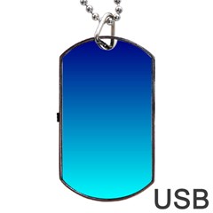 Aqua Blue And Indigo Ombre Dog Tag Usb Flash (two Sides) by SpinnyChairDesigns