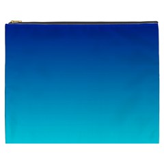 Aqua Blue And Indigo Ombre Cosmetic Bag (xxxl) by SpinnyChairDesigns