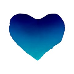 Aqua Blue And Indigo Ombre Standard 16  Premium Heart Shape Cushions by SpinnyChairDesigns