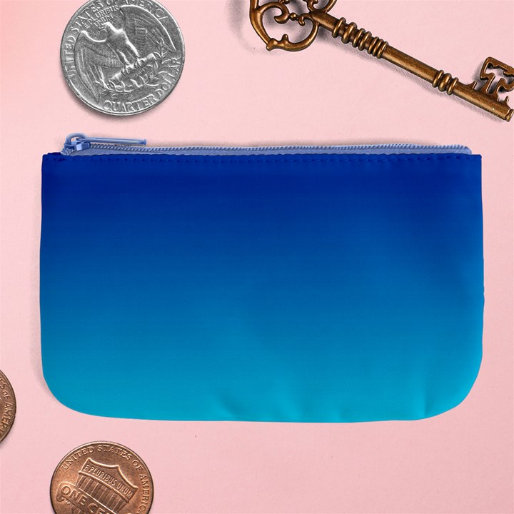 Aqua Blue and Indigo Ombre Large Coin Purse