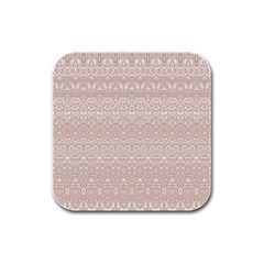 Boho Tan Lace Rubber Square Coaster (4 Pack)  by SpinnyChairDesigns