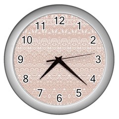 Boho Tan Lace Wall Clock (silver) by SpinnyChairDesigns