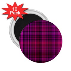 Fuchsia Madras Plaid 2 25  Magnets (10 Pack)  by SpinnyChairDesigns