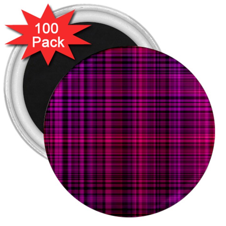 Fuchsia Madras Plaid 3  Magnets (100 pack)