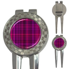 Fuchsia Madras Plaid 3-in-1 Golf Divots by SpinnyChairDesigns