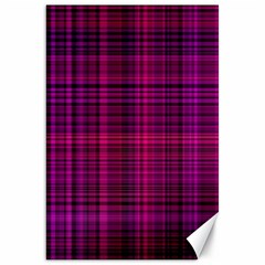 Fuchsia Madras Plaid Canvas 20  X 30  by SpinnyChairDesigns