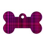 Fuchsia Madras Plaid Dog Tag Bone (One Side) Front