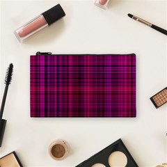 Fuchsia Madras Plaid Cosmetic Bag (small) by SpinnyChairDesigns