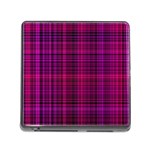 Fuchsia Madras Plaid Memory Card Reader (Square 5 Slot) Front