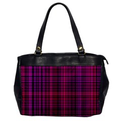 Fuchsia Madras Plaid Oversize Office Handbag by SpinnyChairDesigns