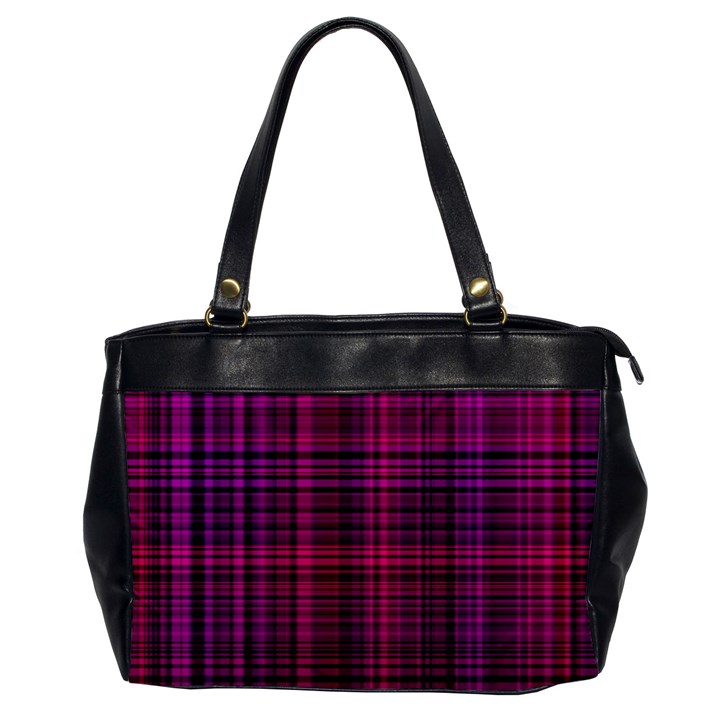 Fuchsia Madras Plaid Oversize Office Handbag