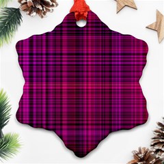 Fuchsia Madras Plaid Ornament (snowflake) by SpinnyChairDesigns