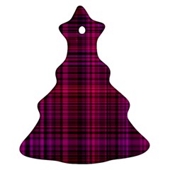 Fuchsia Madras Plaid Ornament (christmas Tree)  by SpinnyChairDesigns