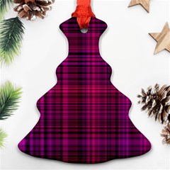 Fuchsia Madras Plaid Christmas Tree Ornament (two Sides) by SpinnyChairDesigns