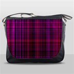 Fuchsia Madras Plaid Messenger Bag Front