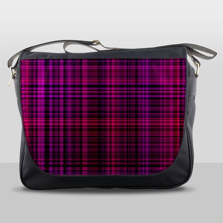 Fuchsia Madras Plaid Messenger Bag