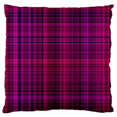 Fuchsia Madras Plaid Large Cushion Case (one Side) by SpinnyChairDesigns