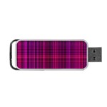 Fuchsia Madras Plaid Portable USB Flash (One Side) Front