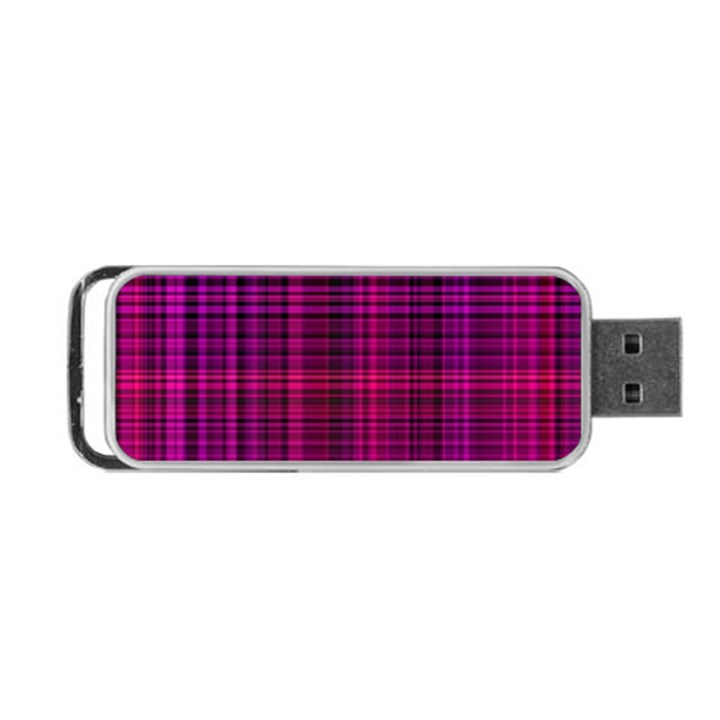 Fuchsia Madras Plaid Portable USB Flash (One Side)