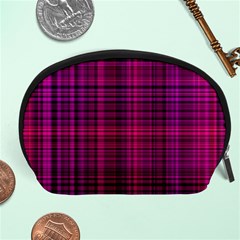 Fuchsia Madras Plaid Accessory Pouch (large) by SpinnyChairDesigns