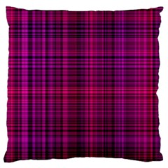 Fuchsia Madras Plaid Standard Flano Cushion Case (one Side) by SpinnyChairDesigns