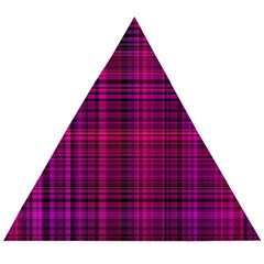 Fuchsia Madras Plaid Wooden Puzzle Triangle by SpinnyChairDesigns