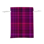 Fuchsia Madras Plaid Lightweight Drawstring Pouch (S) Front