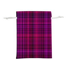 Fuchsia Madras Plaid Lightweight Drawstring Pouch (l) by SpinnyChairDesigns