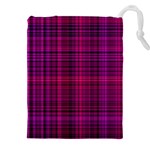 Fuchsia Madras Plaid Drawstring Pouch (4XL) Front