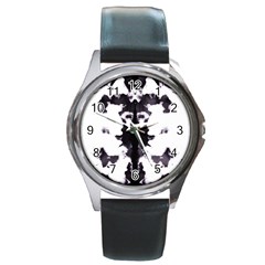 Rorschach Inkblot Pattern Round Metal Watch by SpinnyChairDesigns