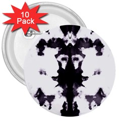 Rorschach Inkblot Pattern 3  Buttons (10 Pack)  by SpinnyChairDesigns