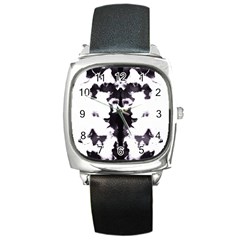 Rorschach Inkblot Pattern Square Metal Watch by SpinnyChairDesigns