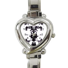 Rorschach Inkblot Pattern Heart Italian Charm Watch by SpinnyChairDesigns