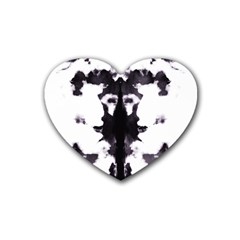 Rorschach Inkblot Pattern Rubber Coaster (heart)  by SpinnyChairDesigns