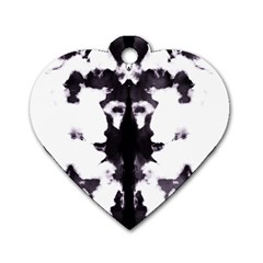 Rorschach Inkblot Pattern Dog Tag Heart (one Side) by SpinnyChairDesigns