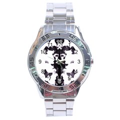 Rorschach Inkblot Pattern Stainless Steel Analogue Watch by SpinnyChairDesigns