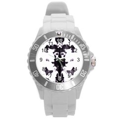 Rorschach Inkblot Pattern Round Plastic Sport Watch (l) by SpinnyChairDesigns