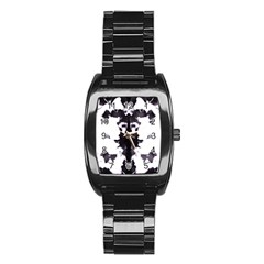 Rorschach Inkblot Pattern Stainless Steel Barrel Watch by SpinnyChairDesigns