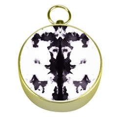 Rorschach Inkblot Pattern Gold Compasses by SpinnyChairDesigns