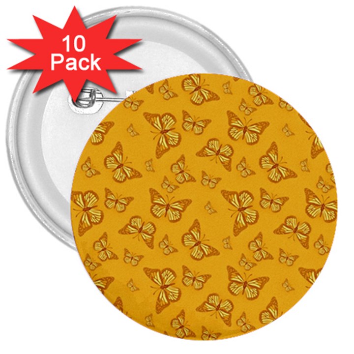 Mustard Yellow Monarch Butterflies 3  Buttons (10 pack) 