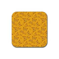 Mustard Yellow Monarch Butterflies Rubber Coaster (square)  by SpinnyChairDesigns